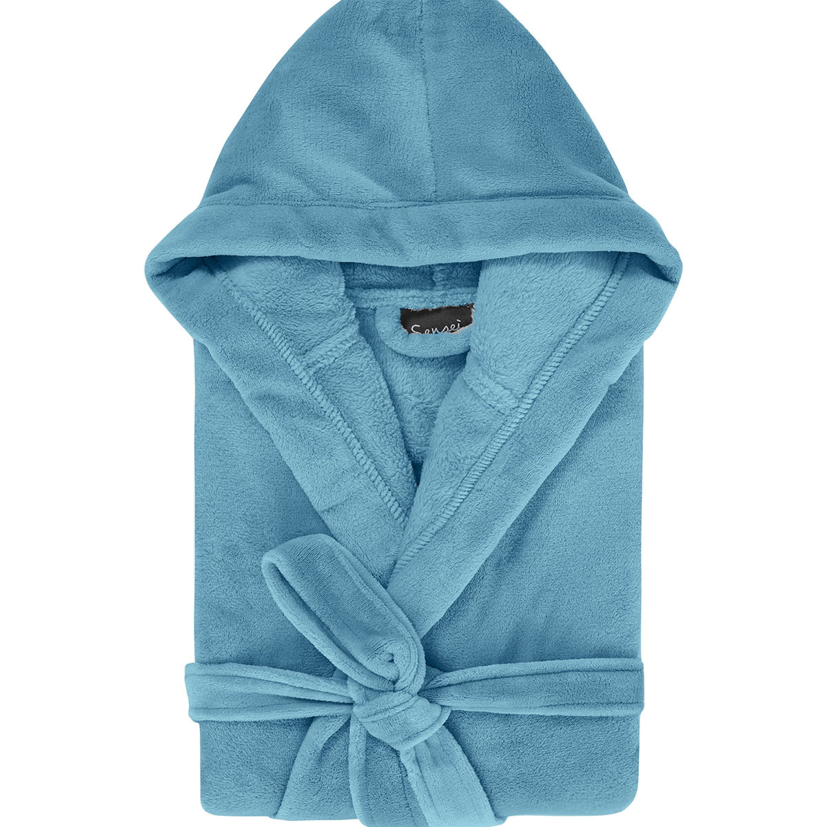 Peignoir polaire mixte à capuche KAPRA cobalt, SENSEI MAISON