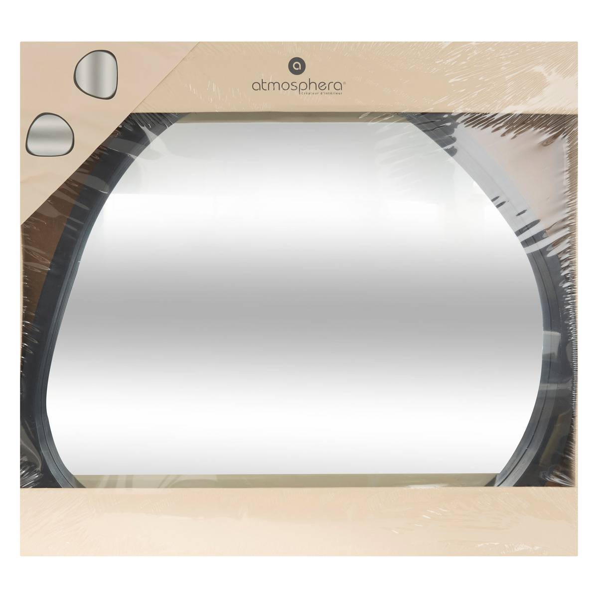 Miroir mural forme organique bois teinté WAYNE noir, ATMOSPHERA