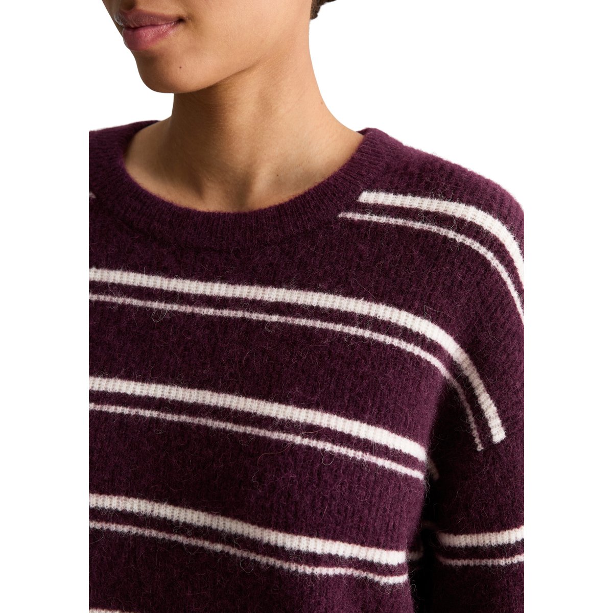 Pull en maille rayé, coupe décontractée en un mélange douillet de laine d'alpaga marron, MARC O’POLO DENIM