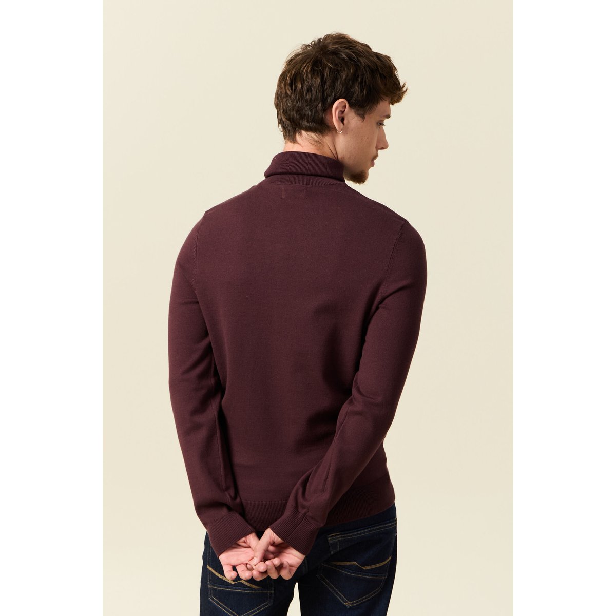 Pull droit court manches longues bordeaux, BONOBO