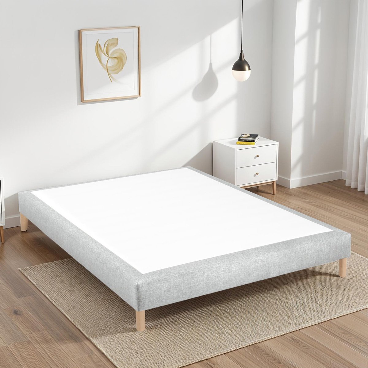 Sommier tapissier Tissu SISAL - gris foncé - 100x200 sable, BELLECOUR