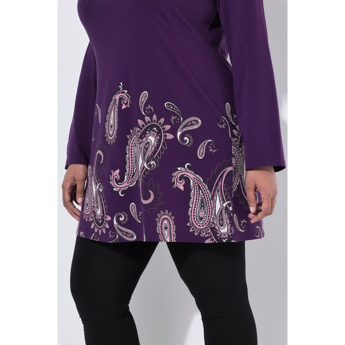 T-shirt long motif cachemire groseilles noires, ULLA POPKEN