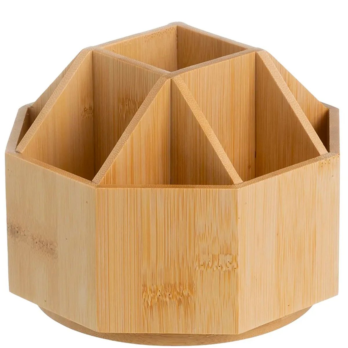 Organiseur rangement maquillage bambou rotatif 17x17x12cm bois, WADIGA
