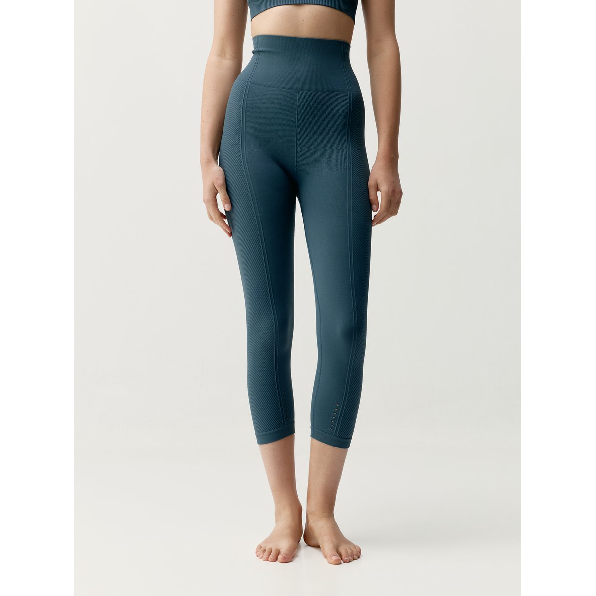 Legging de sport femme Apamala longueur capri taille haute bleu gris tempête, BORN
