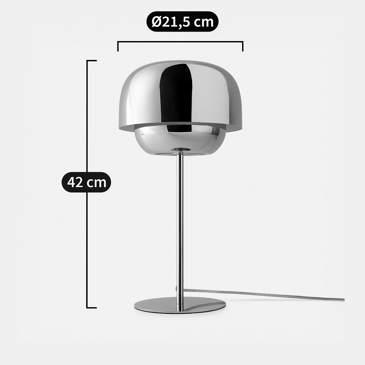 Lampe à poser en métal fer chrome, Kinoko chrome, LA REDOUTE INTERIEURS