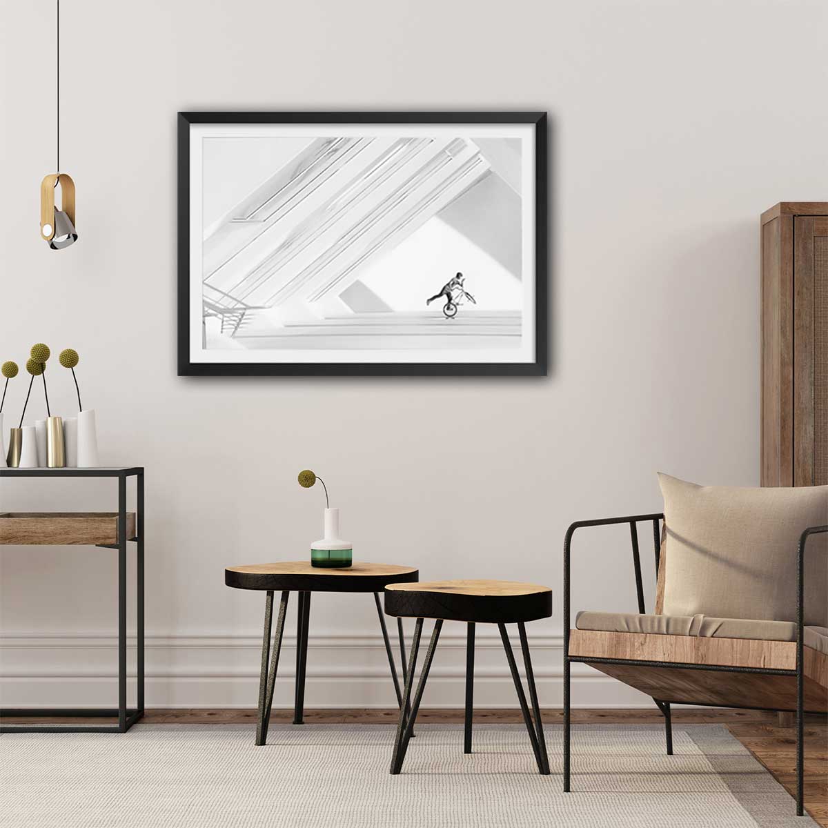 Affiche design Freestyle art affiche + cadre en bois - noir, HEXOA