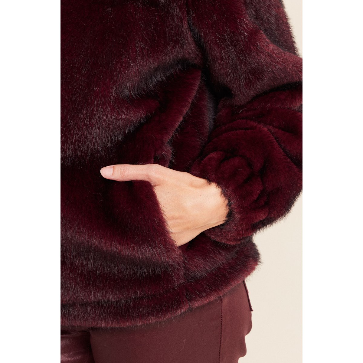 Manteau col montant doublé bordeaux, BREAL