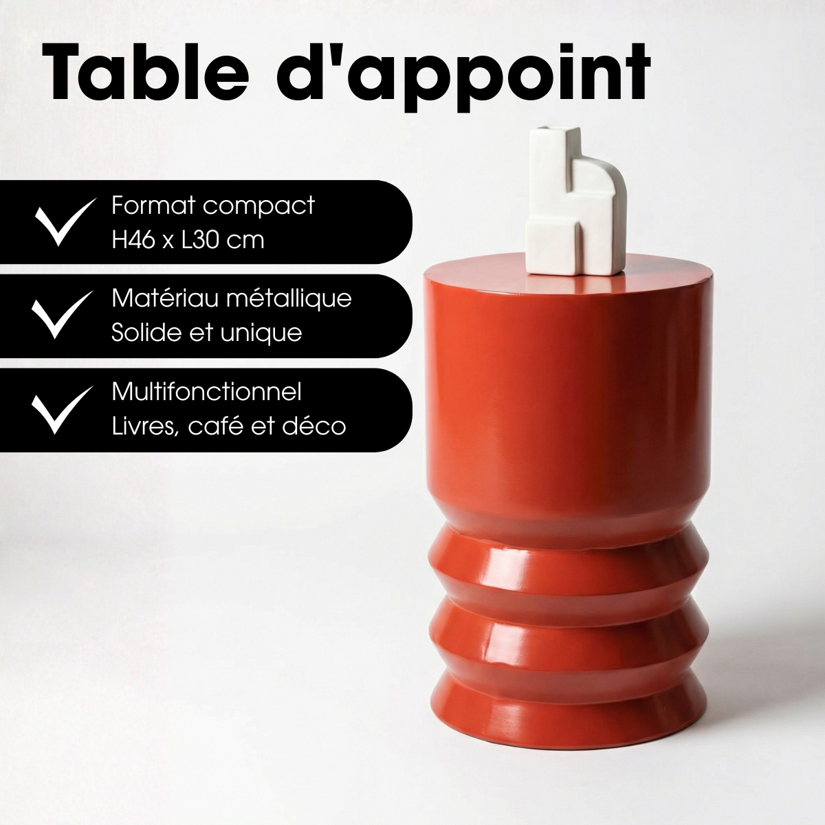 Table D'appoint MART rouge, MICA DECORATIONS