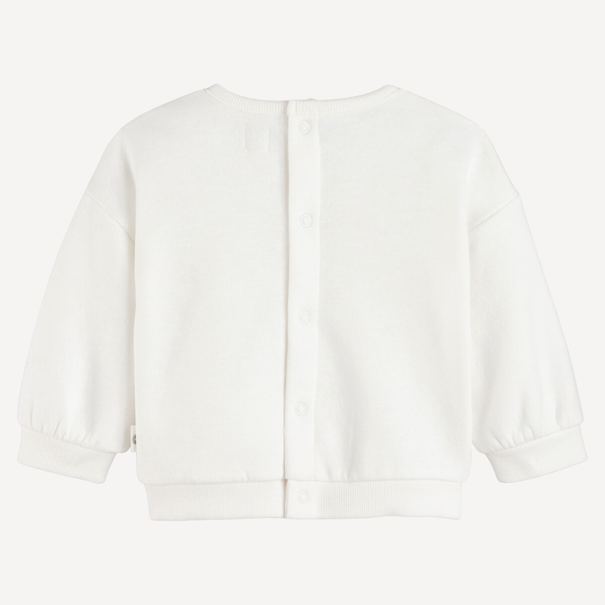 Sweatshirt mit Rundhalsausschnitt und Löwen-Print, Druckknöpfe hinten ecru, LA REDOUTE COLLECTIONS