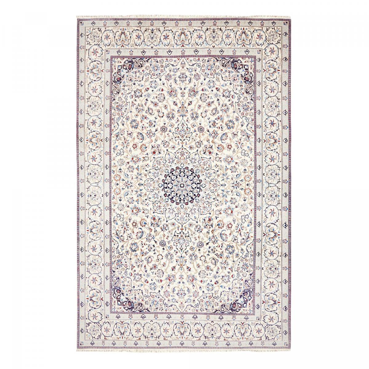 Tapis d'orient, motif oriental, noué main, NAIN 9LA 35 crème, beige, bleu, UN AMOUR DE TAPIS