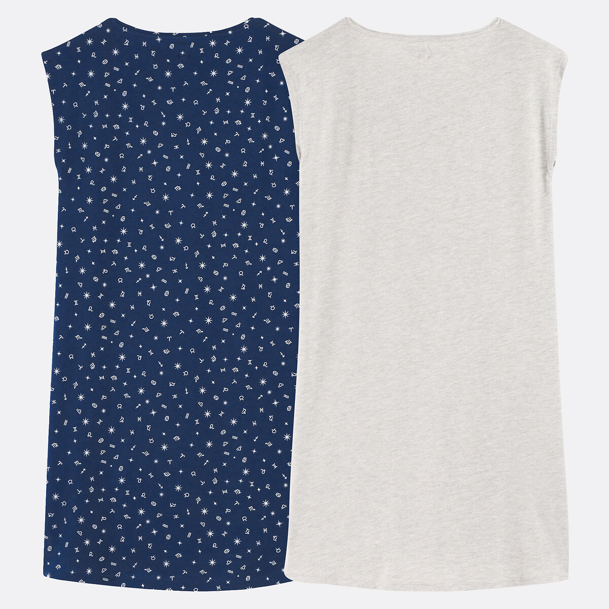 Lote de 2 camisas de dormir, em algodão estampado constelações, SO'HOME