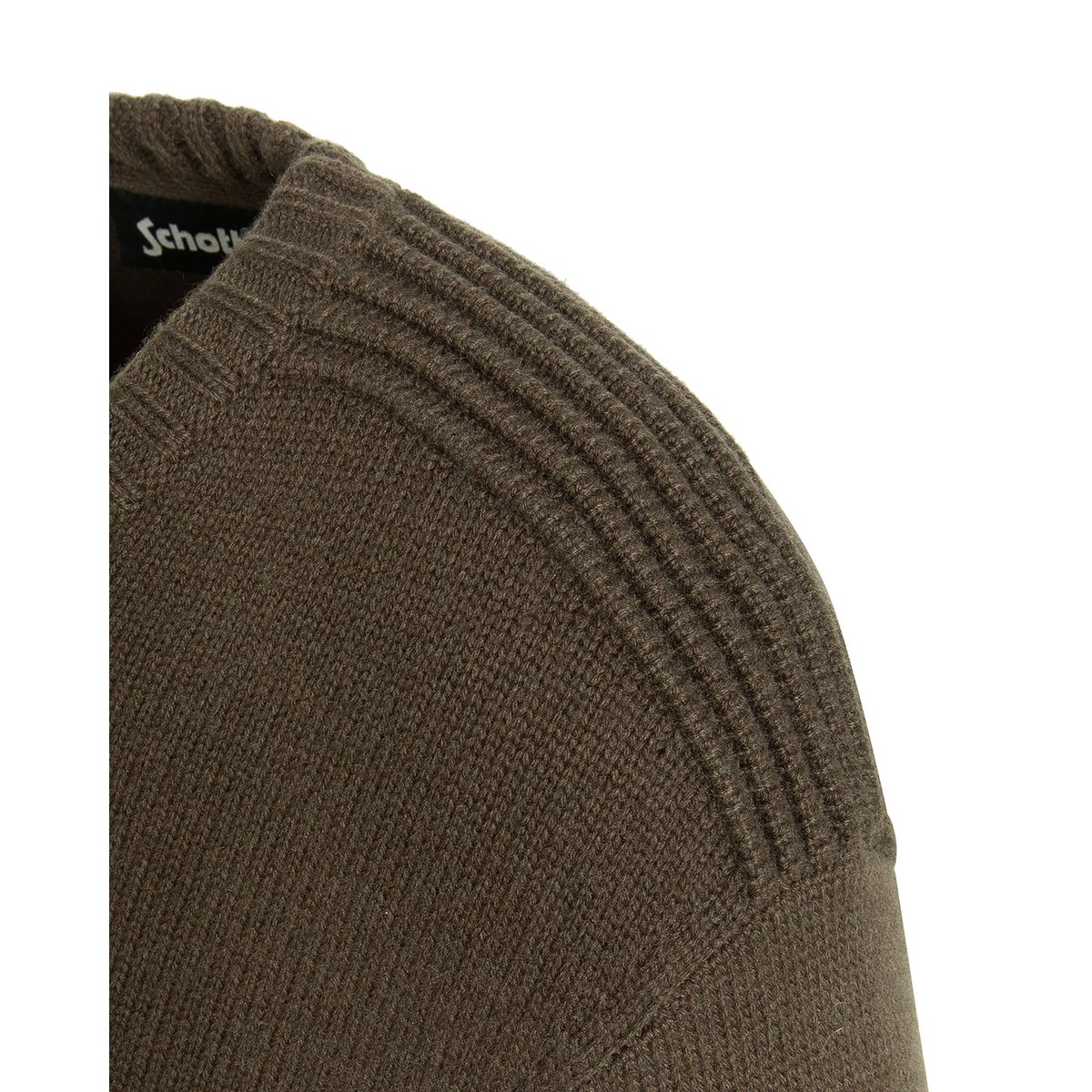 Pull col rond maille fantaisie kaki foncé, SCHOTT
