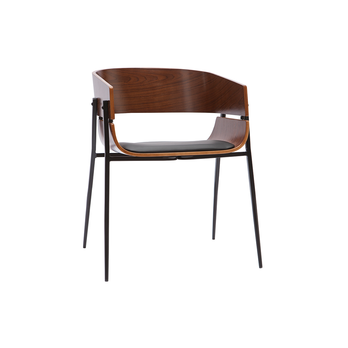 Chaise design bois foncé et métal noir WESS noyer / noir, MILIBOO