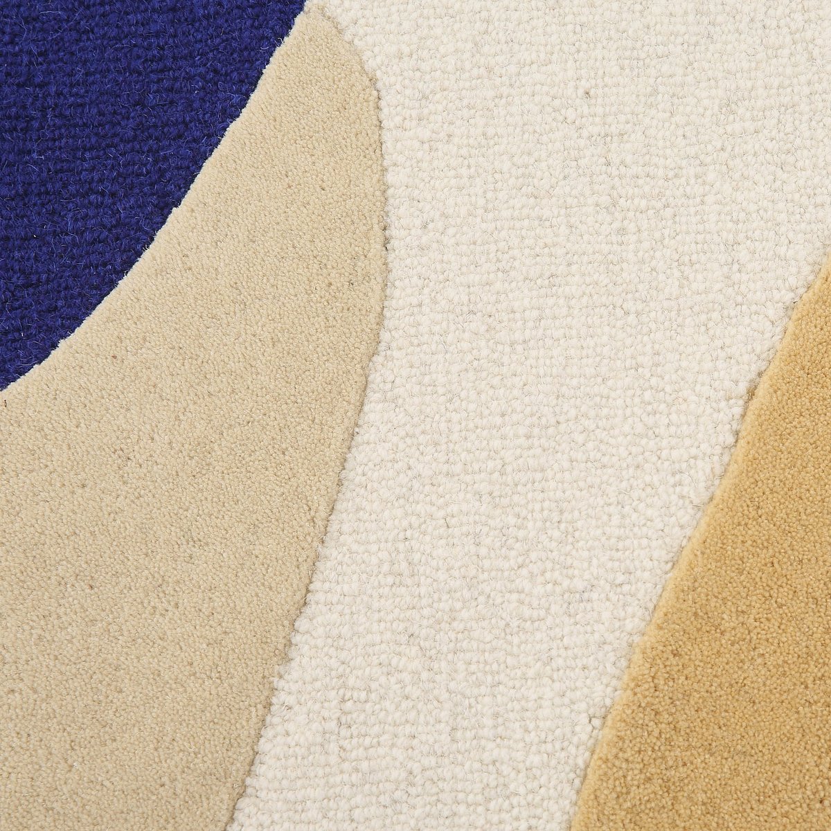 Tapis de salon laine AUBIN kaki, bleu roi, beige, multicolore, HABITAT