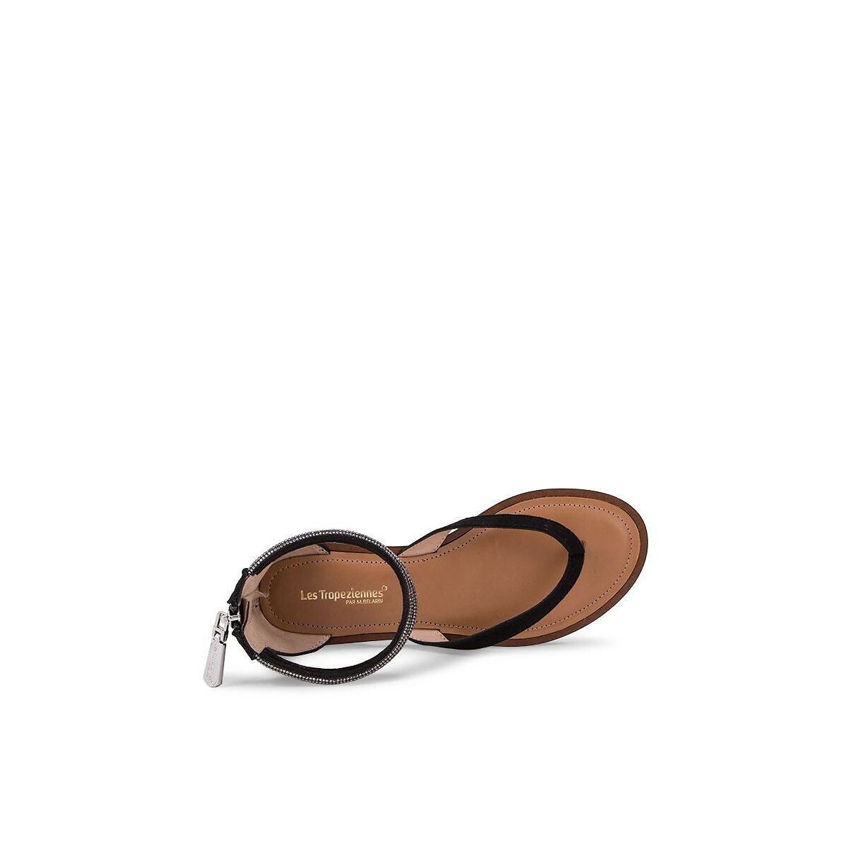 Sandales tongs bijoux en cuir Hodixy noir, LES TROPEZIENNES PAR M.BELARBI