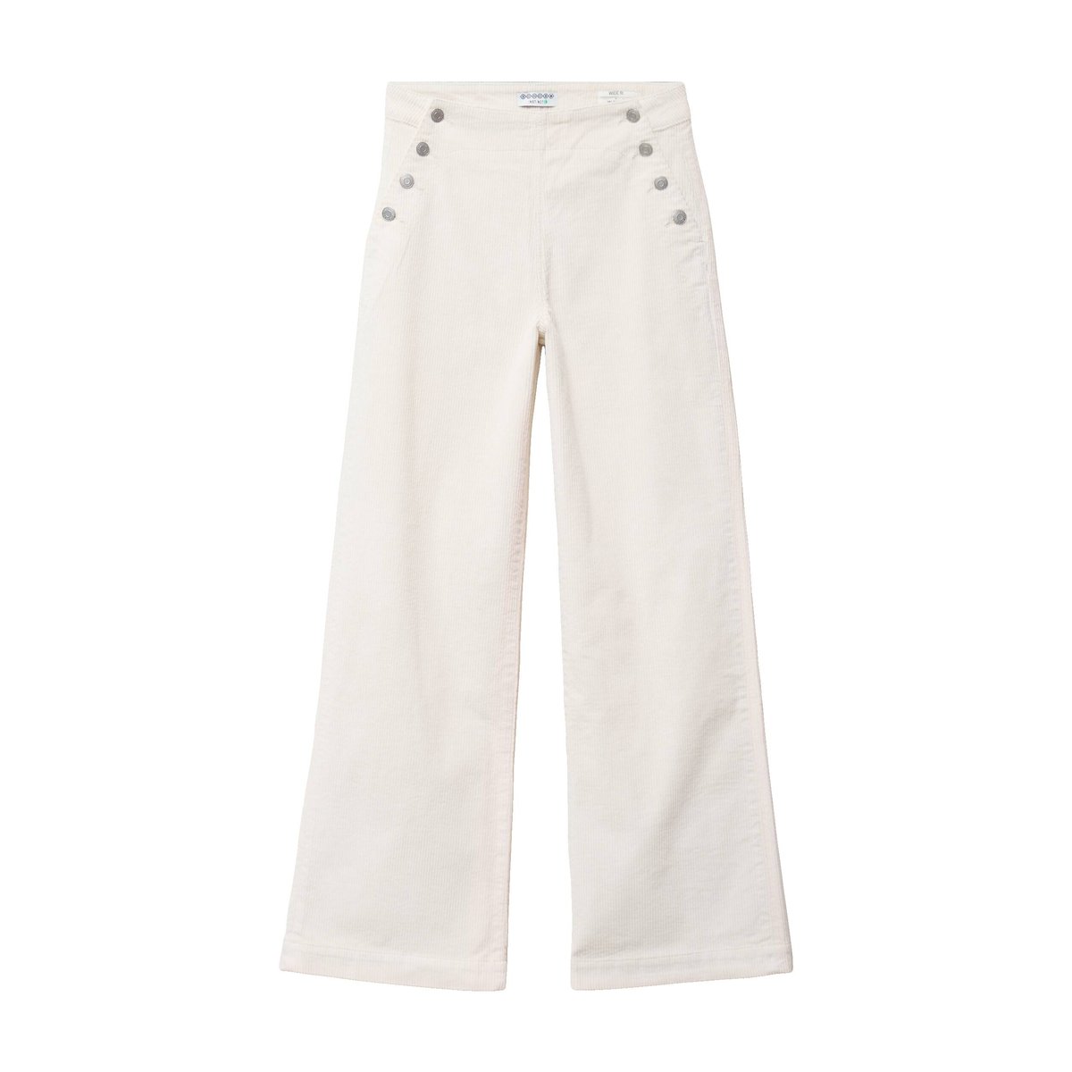 Pantalon large taille haute en velours ivoire, BONOBO