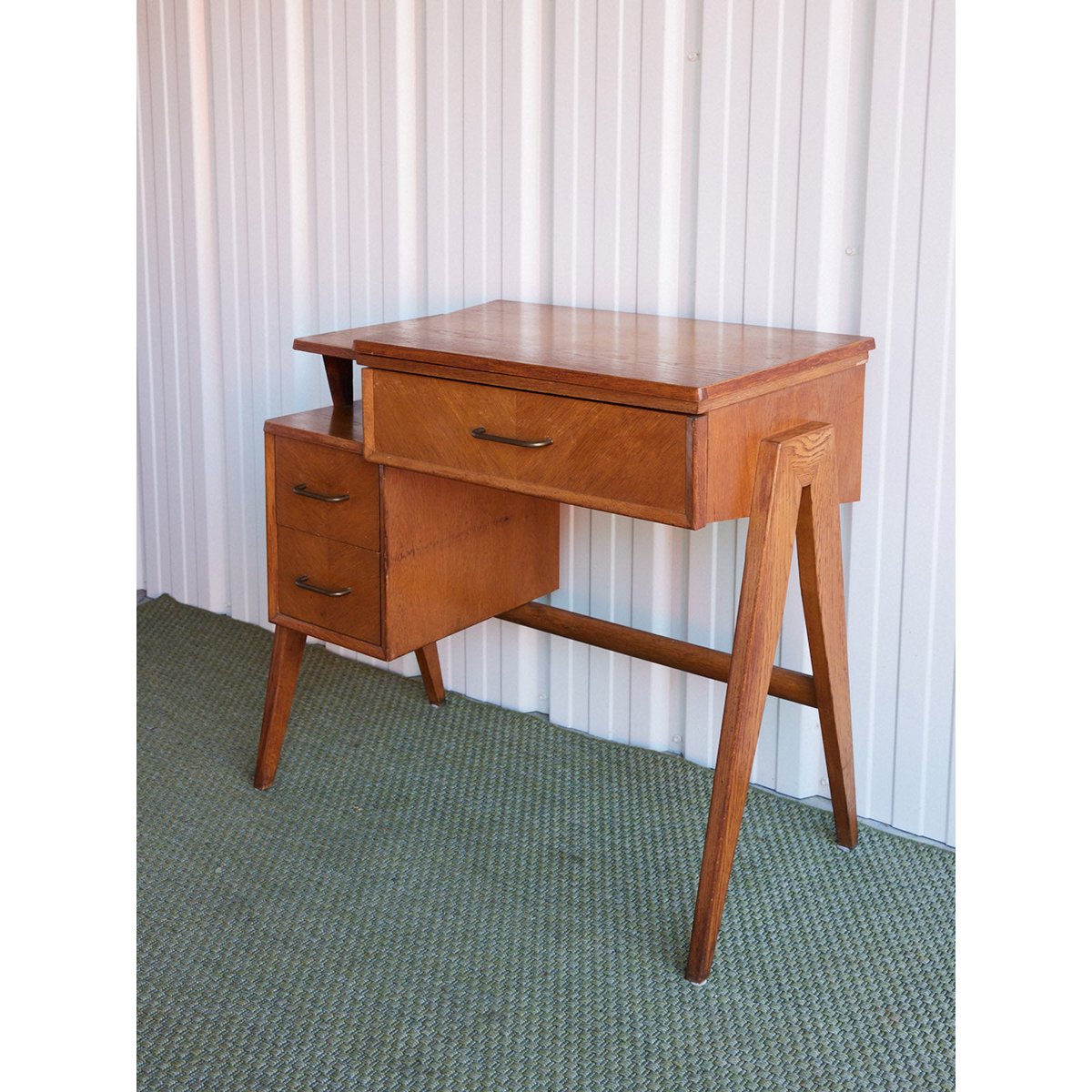 Bureau scandinave en bois Yvan N°571 - Bon état bois clair, DEBONGOUT