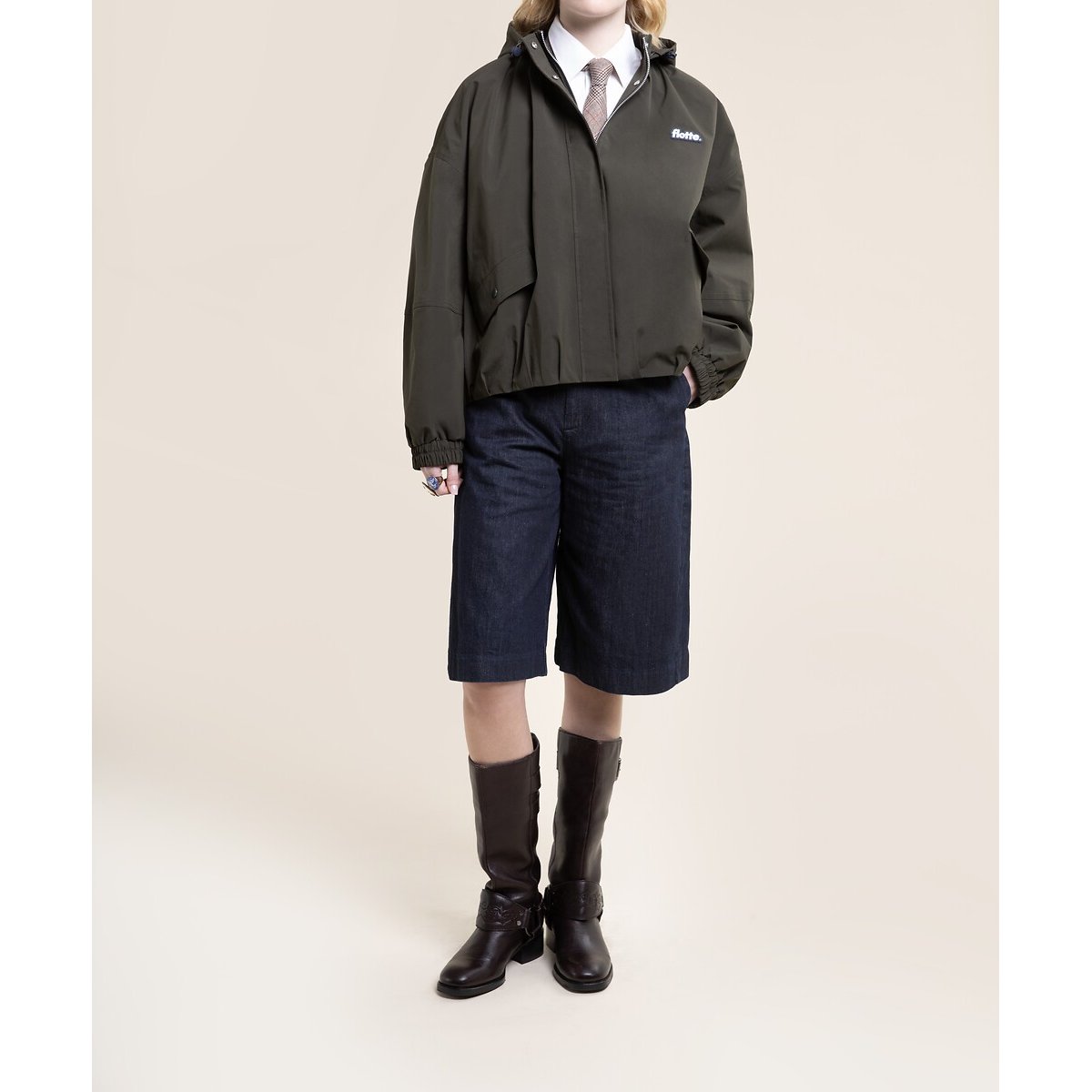 Veste imperméable à capuche amovible, GARANCE kaki, FLOTTE