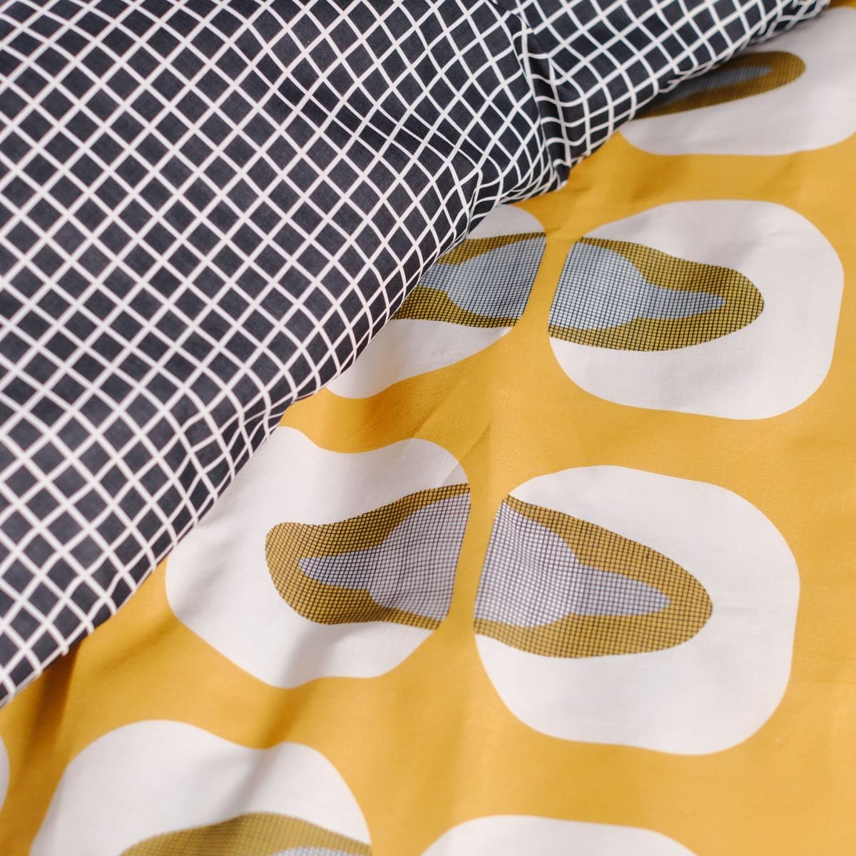 Parure de lit imprimé ethnique coton SUNSHINE CELESTE jaune, TODAY