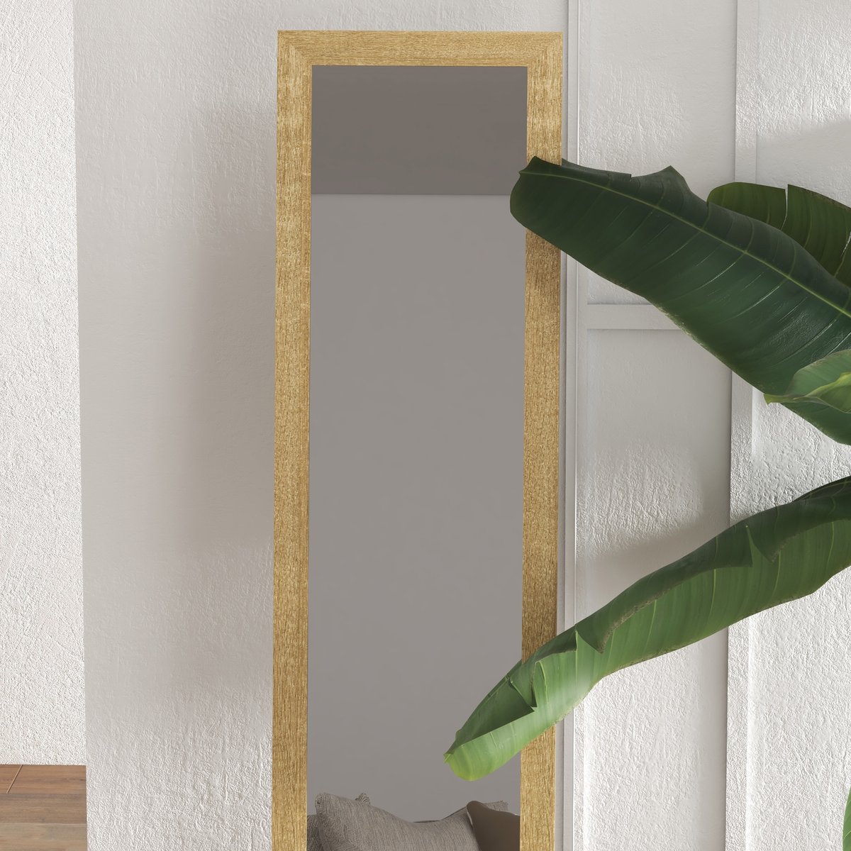 Miroir en pied MDF Bois naturel beige, HOMCOM