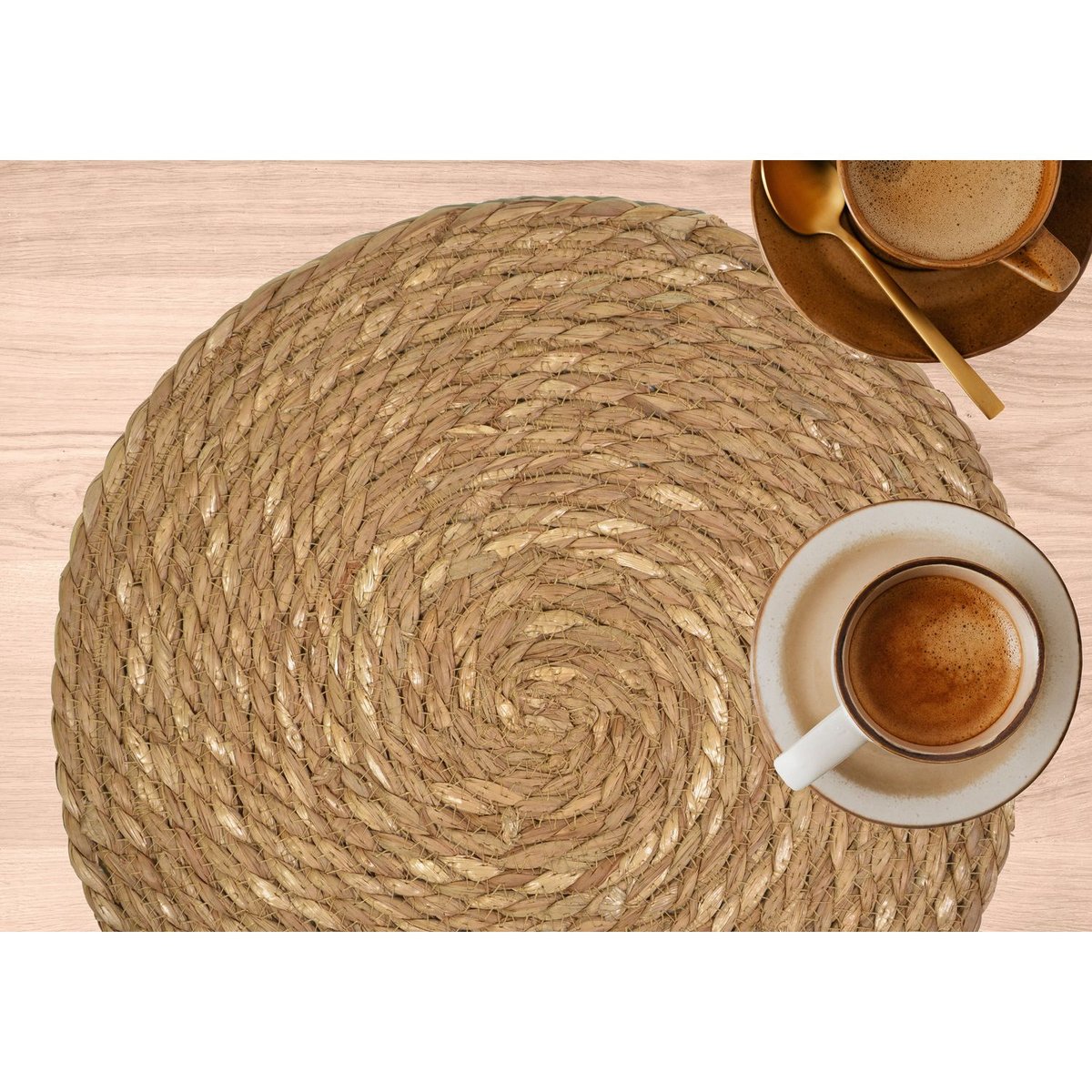 Lot de 2 sets de table ronds en jute GRAMI marron, TOILINUX