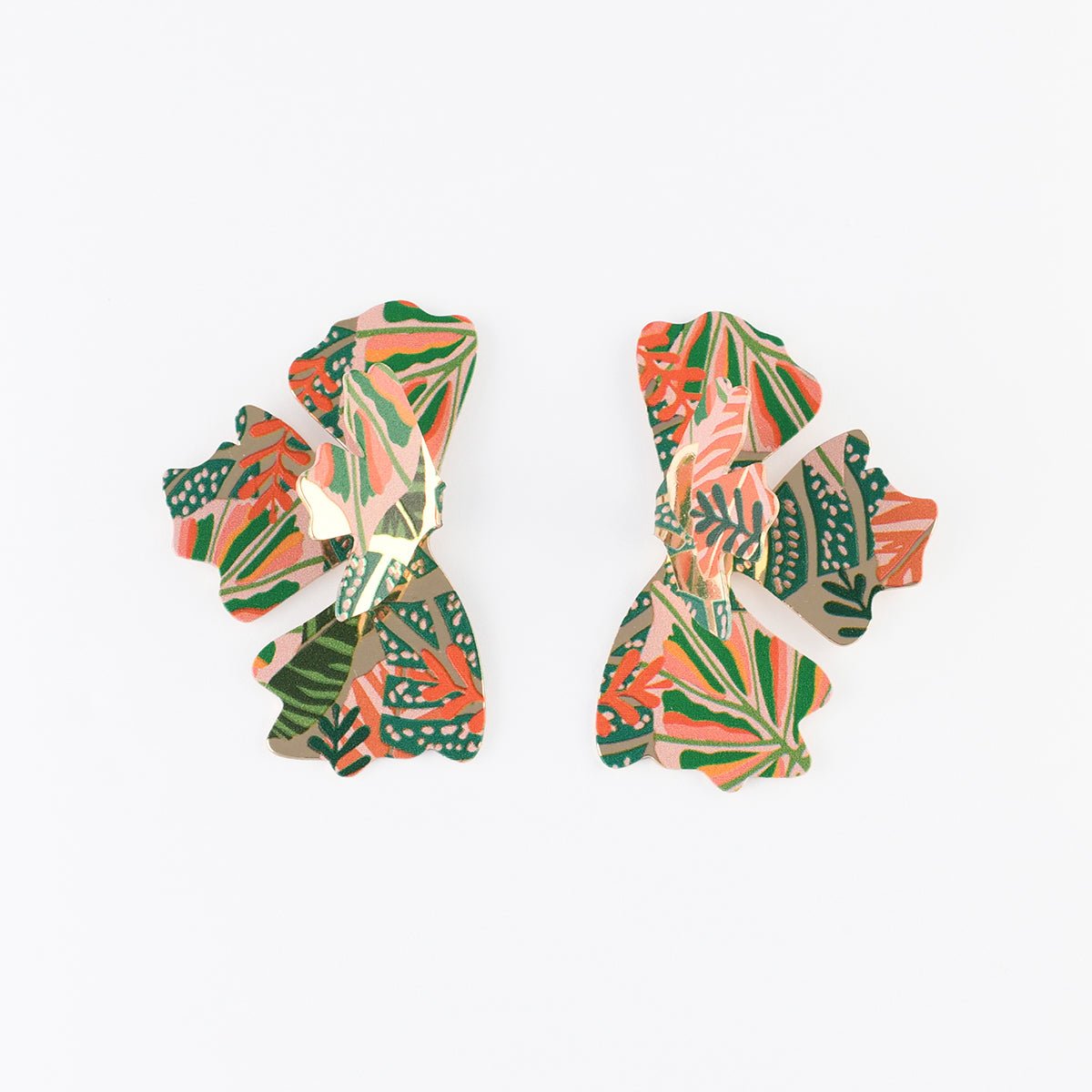 Boucles d'oreilles demi feuilles Balagane imprimé jungle multicolore, BALABOOSTE
