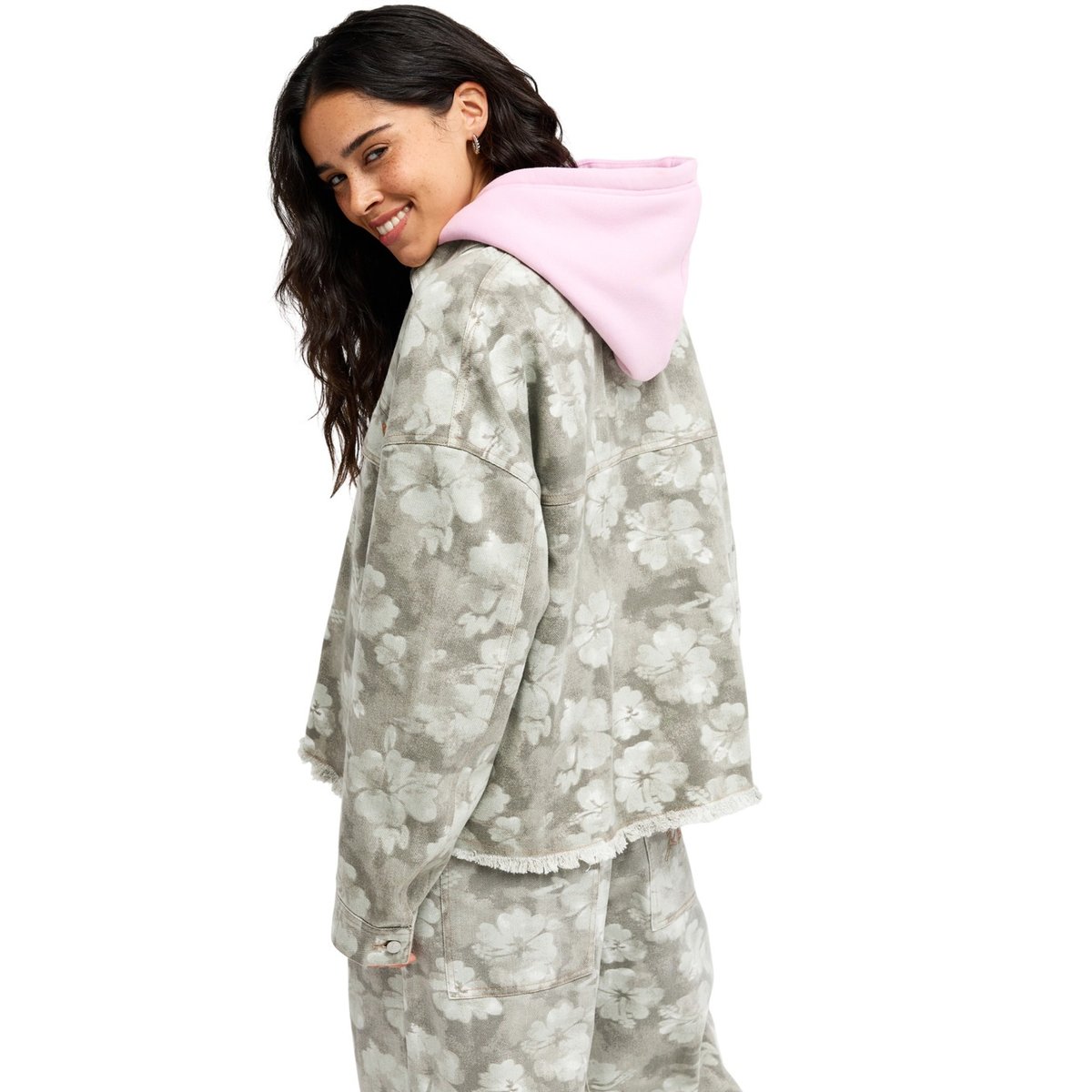 Veste chemise boutonnée NO TRAINING NO FLOWERS. vert oil green blurry, ROXY