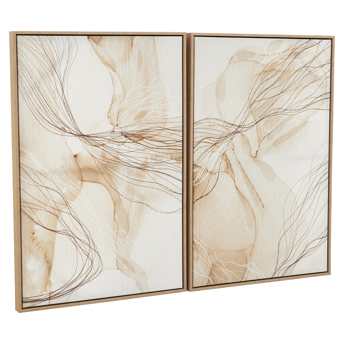 Set Of Two Natural Abstract Wall Art brown , FIFTY FIVE SOUTH