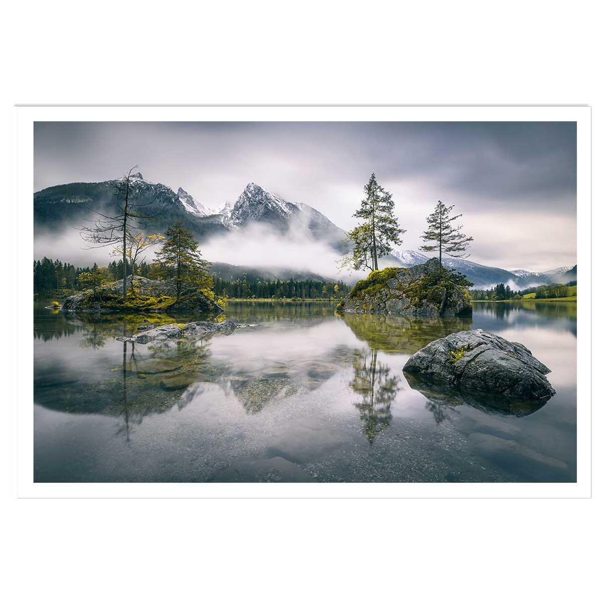 Affiche paysage matin pluvieux en bavière affiche seule, HEXOA