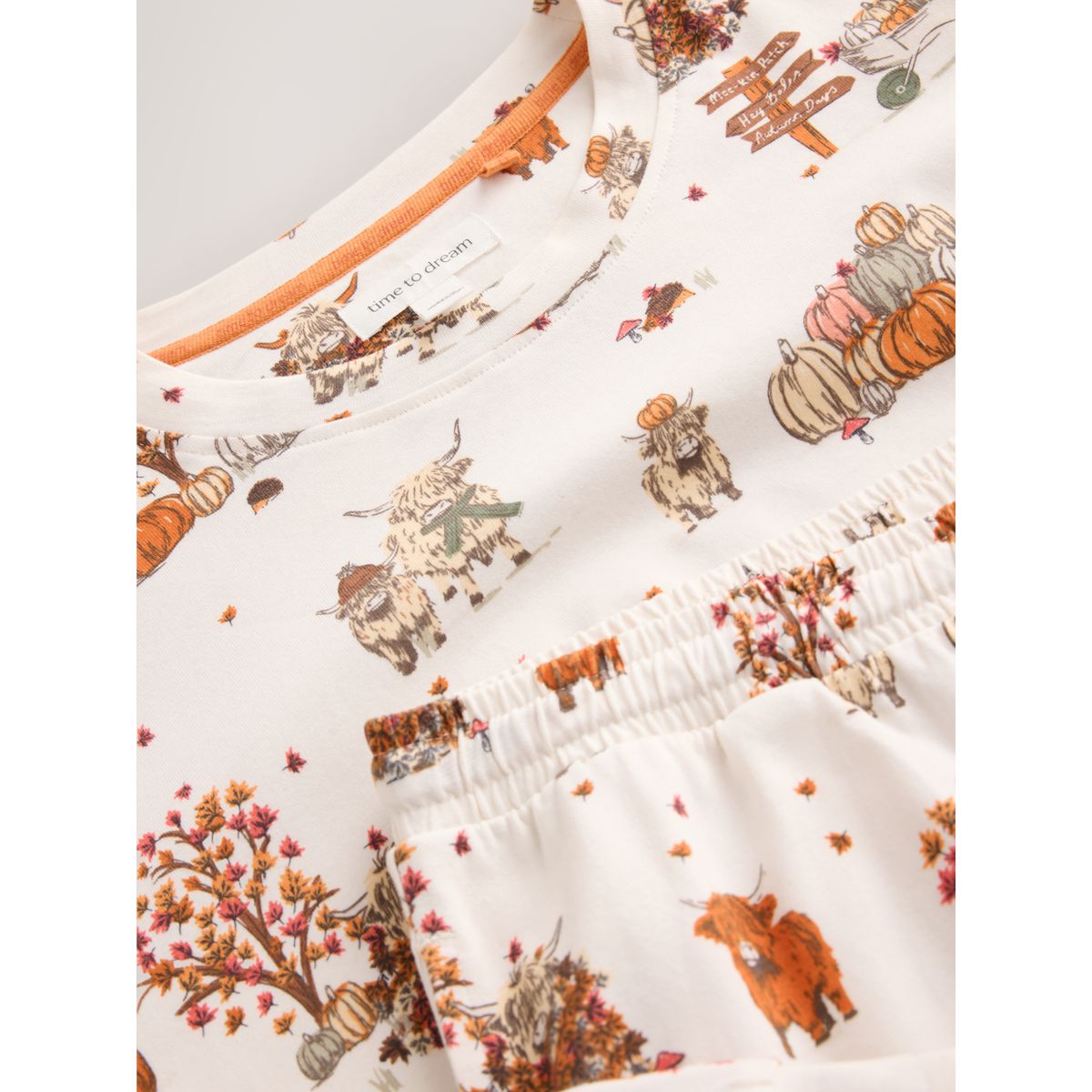 Pyjama en jersey de coton crème automnale hamish la vache des highlands, NEXT
