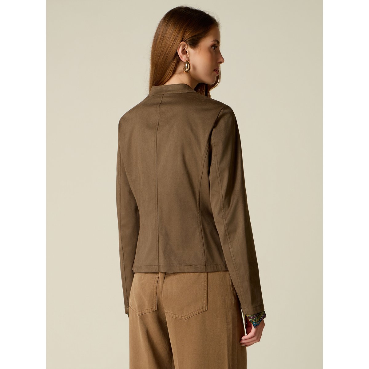 Veste avec zip et col mao verde militare, OLTRE