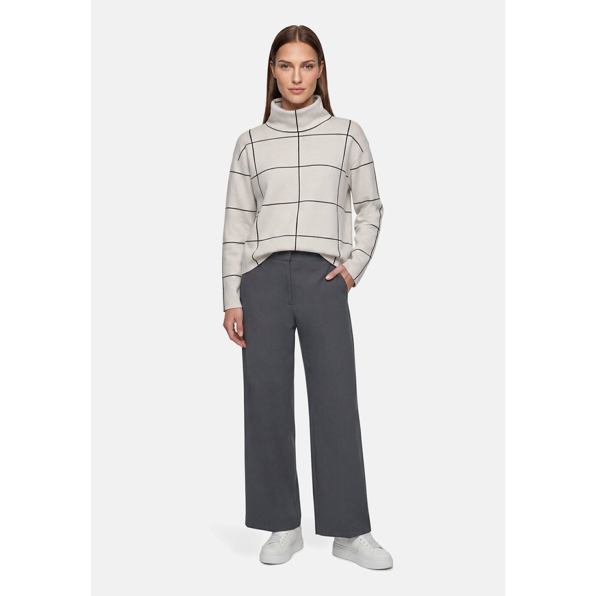 Pull-over en maille à col patch beige/black, BETTY BARCLAY