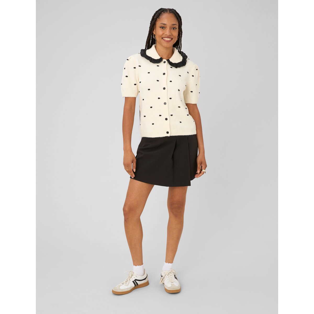Gilet jacquard pois blanc écru, BZB