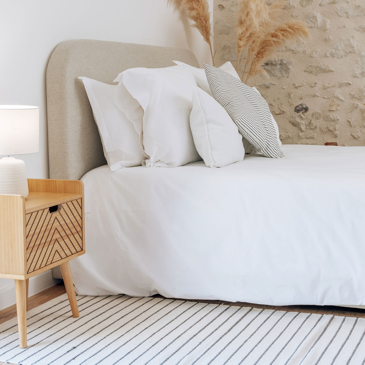 Lit Coffre tissu beige beige, SLOME