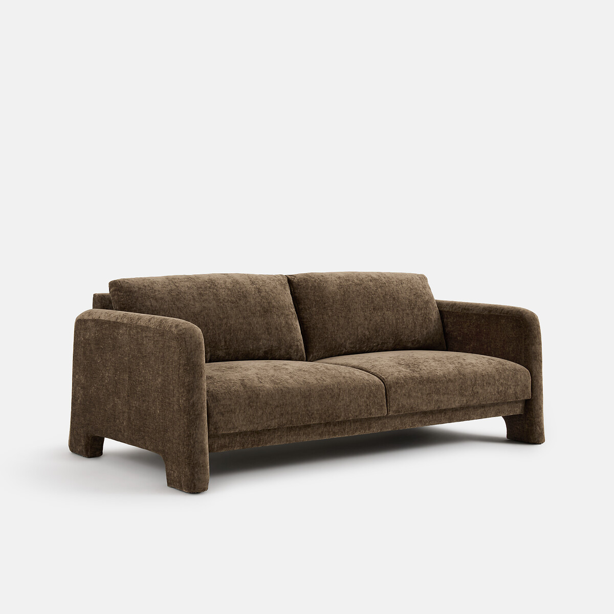 Canapé droit 2 ou 3 places, en chenille flammée, MOLTA marron, LA REDOUTE INTERIEURS