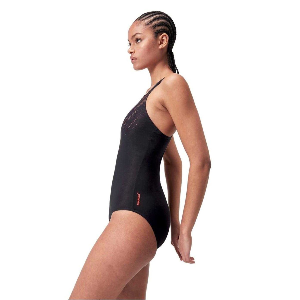 Maillot de bain 1 pièce motif/style imprimé graphique HYPER BOOM PLACEMENT noir / rouge, SPEEDO