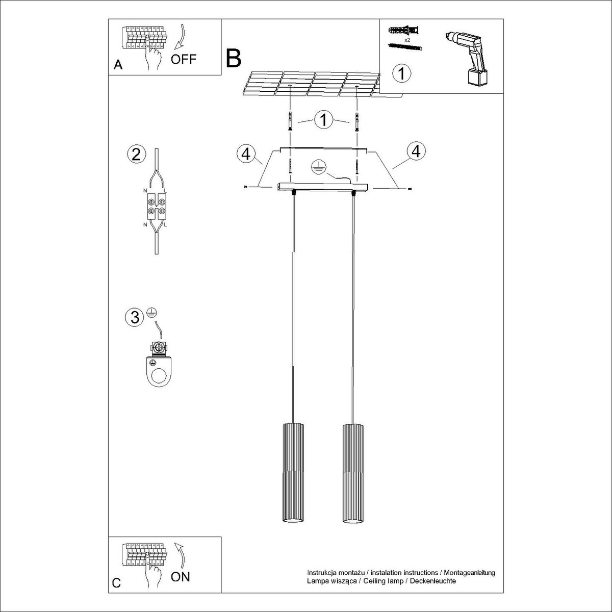 Suspension Aluminium Bourgogne GU10 2 Karbon bourgogne, EDEN