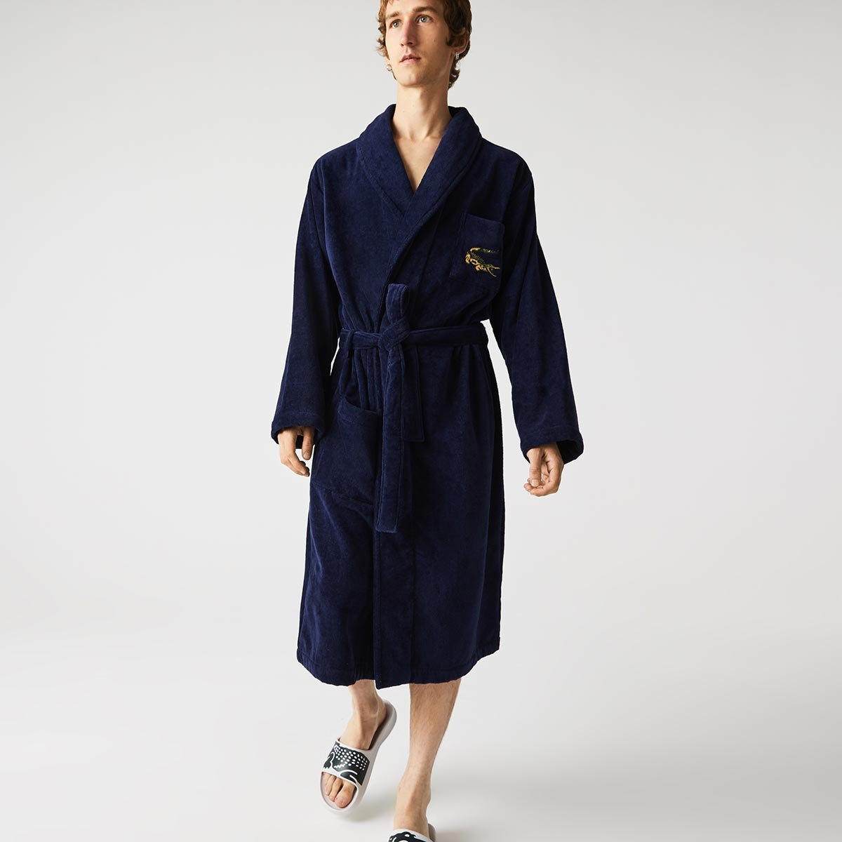 Peignoir de bain en coton, L RENÉ marine, LACOSTE HOME