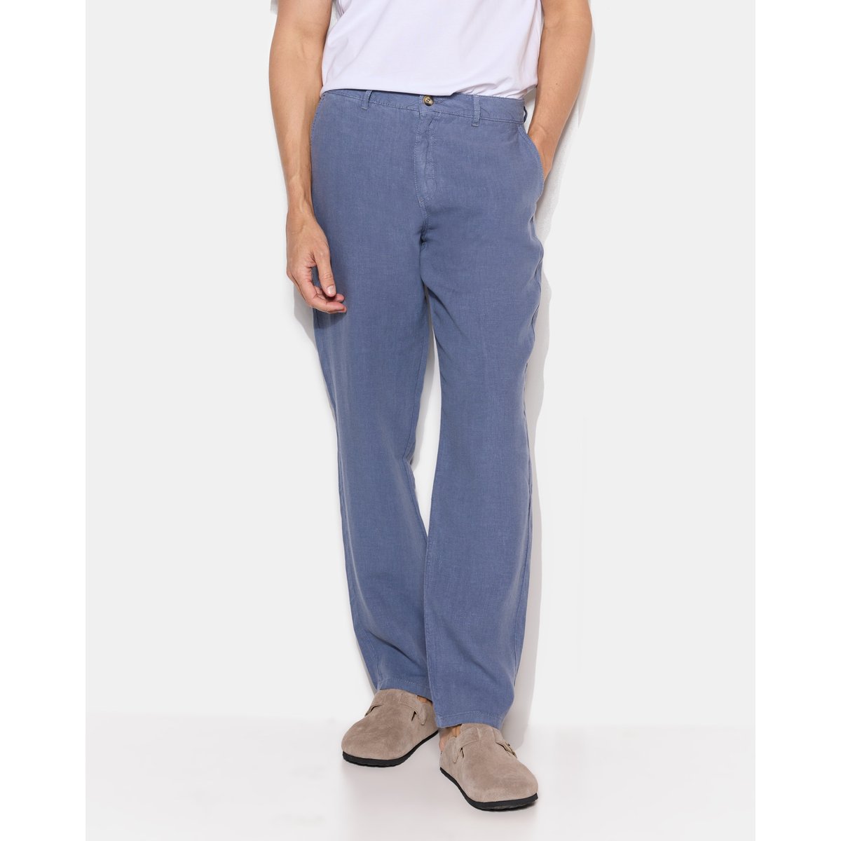 Pantalon chino en lin CHINO LIN bleu, CHEVIGNON