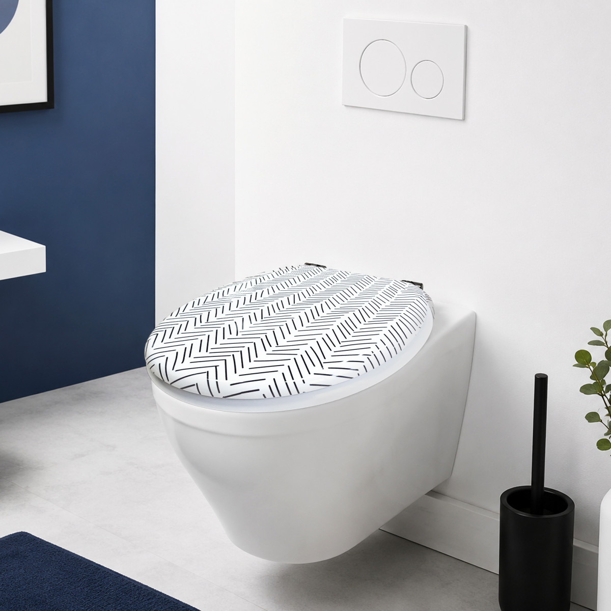 Abattant WC Thermodur Chevron - Frein de chute CHEVRON noir et blanc, GUY LEVASSEUR