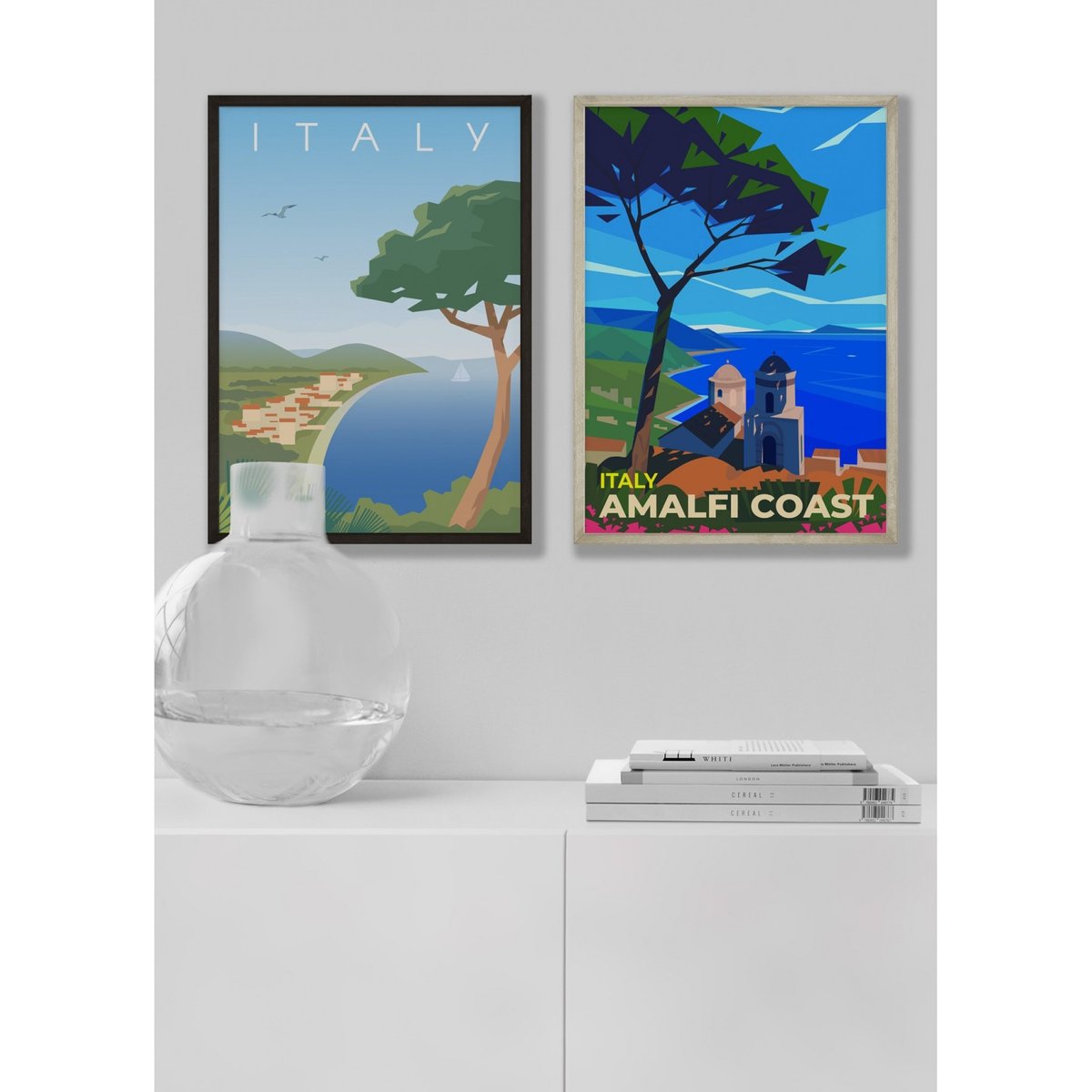 Affiche Italie - Côte Amalfitaine blanc, L'AFFICHERIE