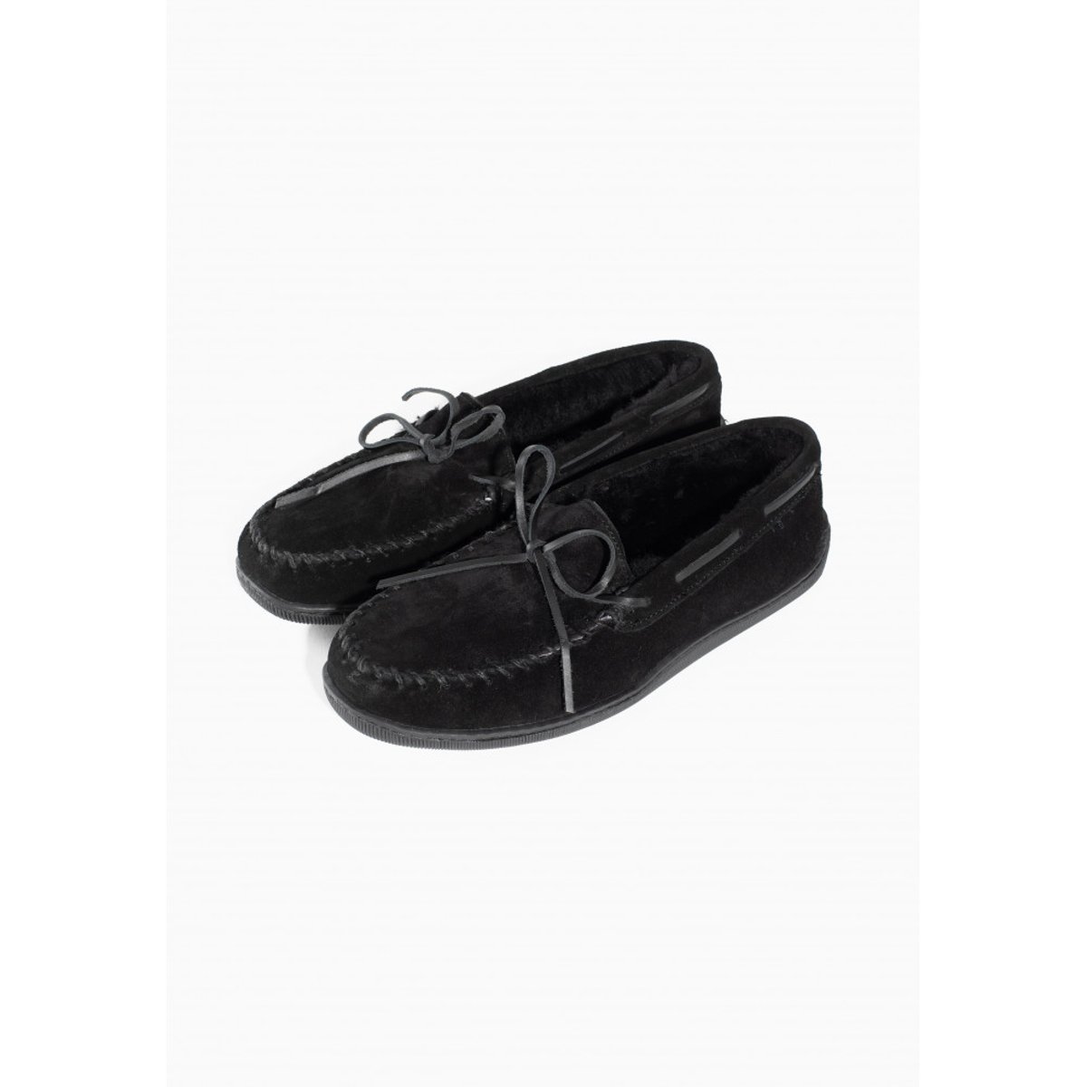 Mocassins en cuir suede SHEEPSKIN HARDSOLE gris, MINNETONKA