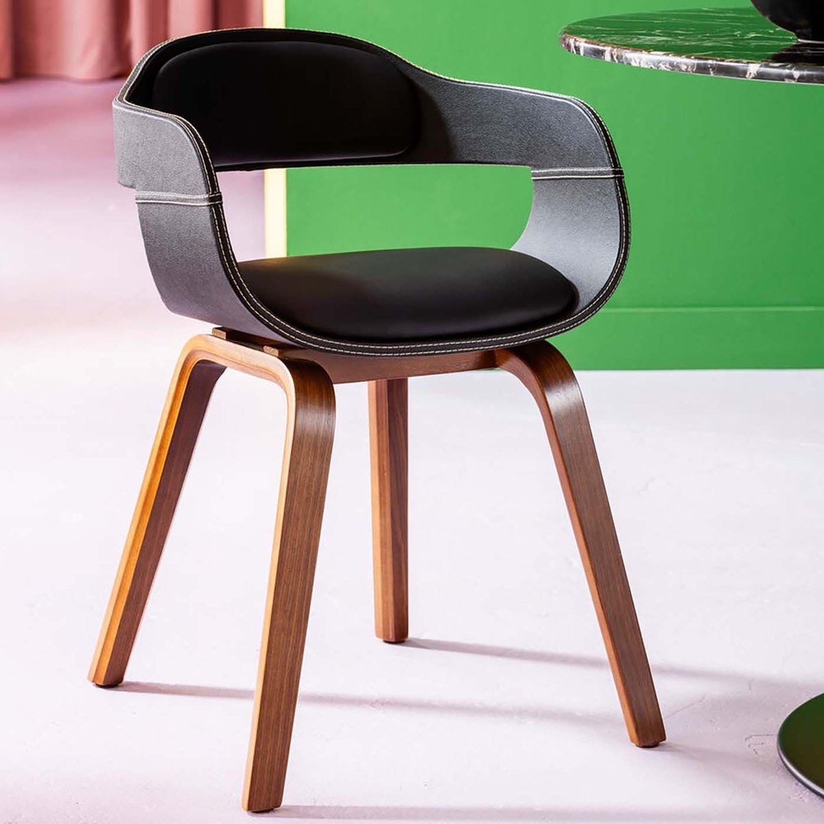 Chaise avec accoudoirs, COSTA noyer, KARE DESIGN