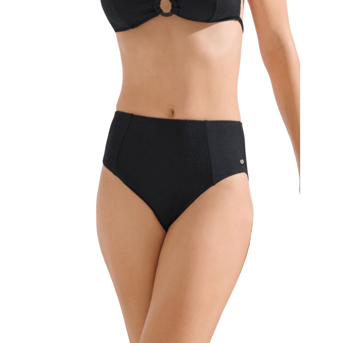 Bas maillot slip de bain échancré taille haute MALAGA noir, LISCA