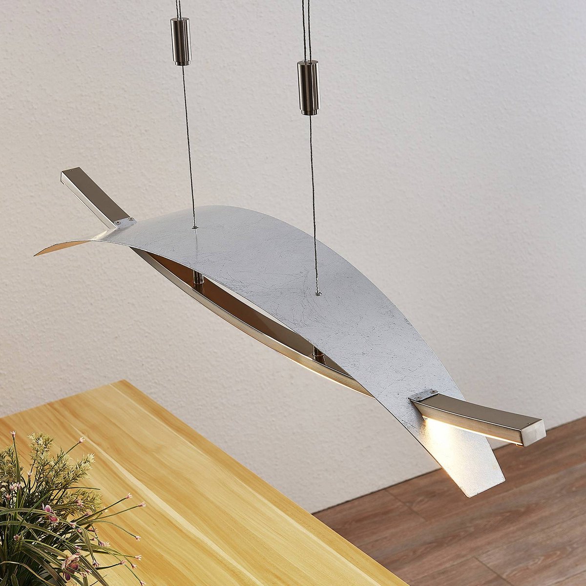 Suspension en métal moderneLED, Marija argent, LUCANDE
