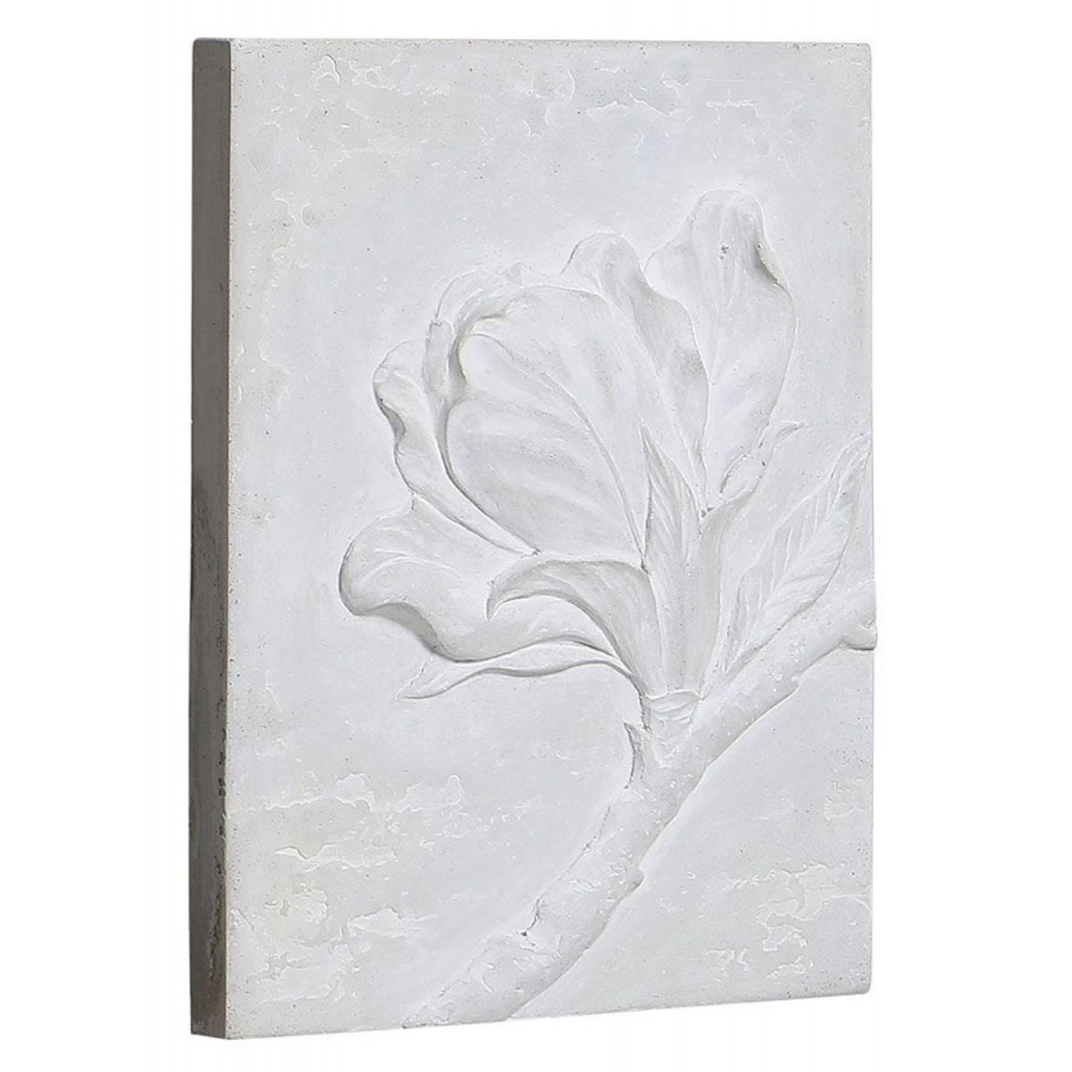Triptyque en béton motif floral en relief - gris, INTERIOR'S