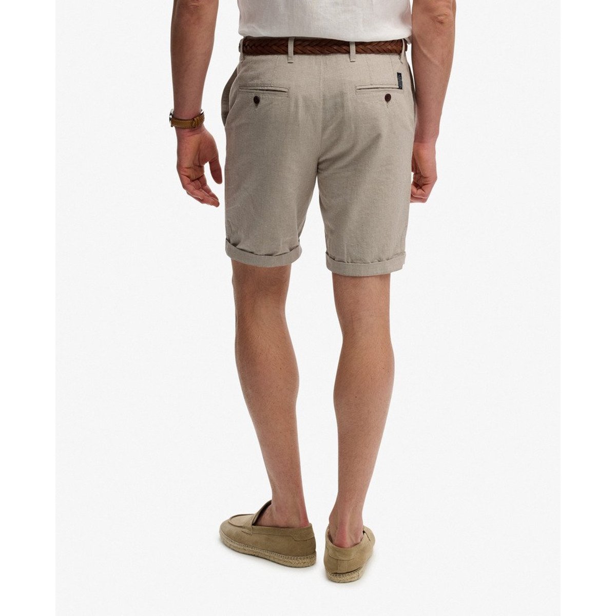 Short Chino Texturé Premium fauve pied-de-poule, SUPERDRY