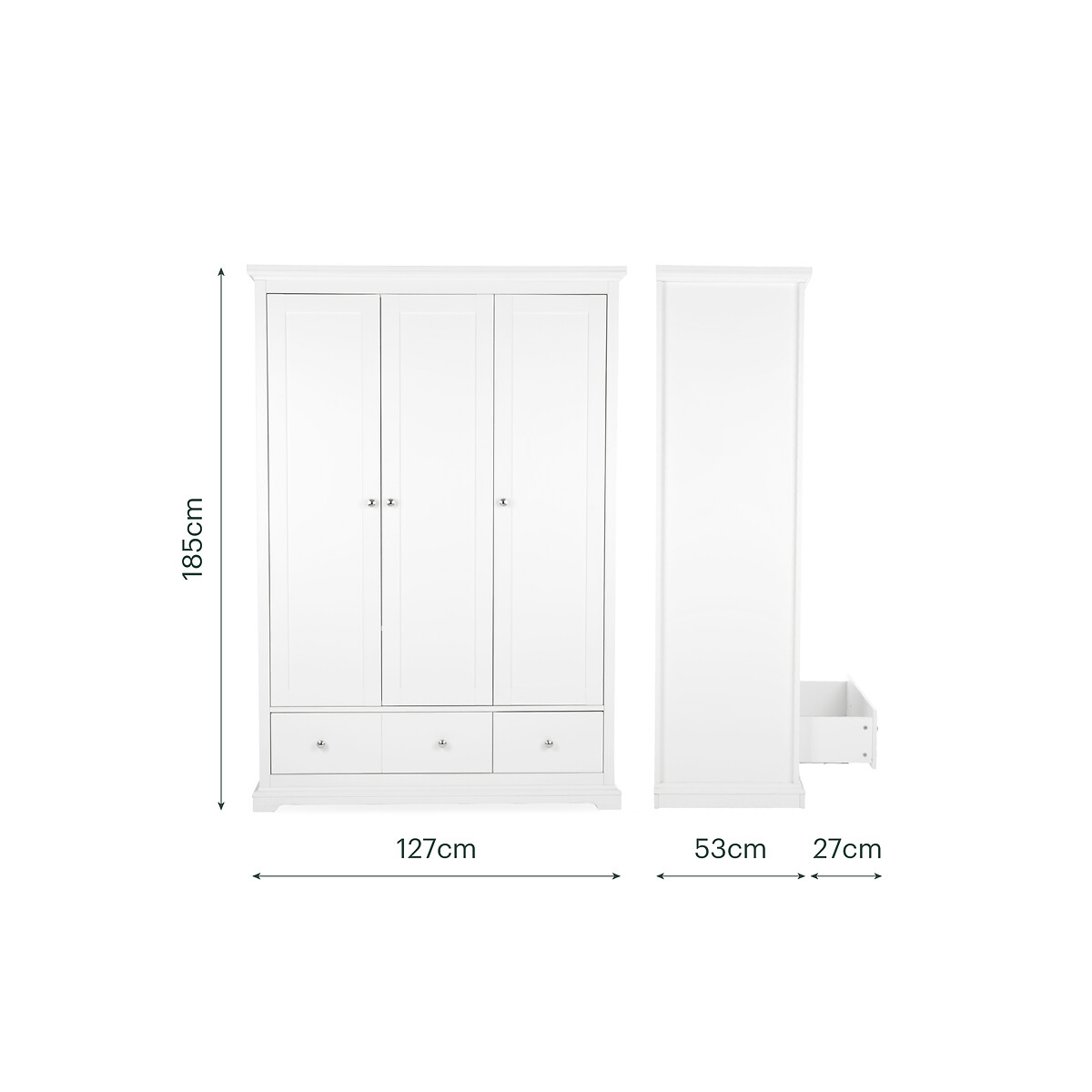 Beaumont Triple Nursery Wardrobe white, CUDDLECO