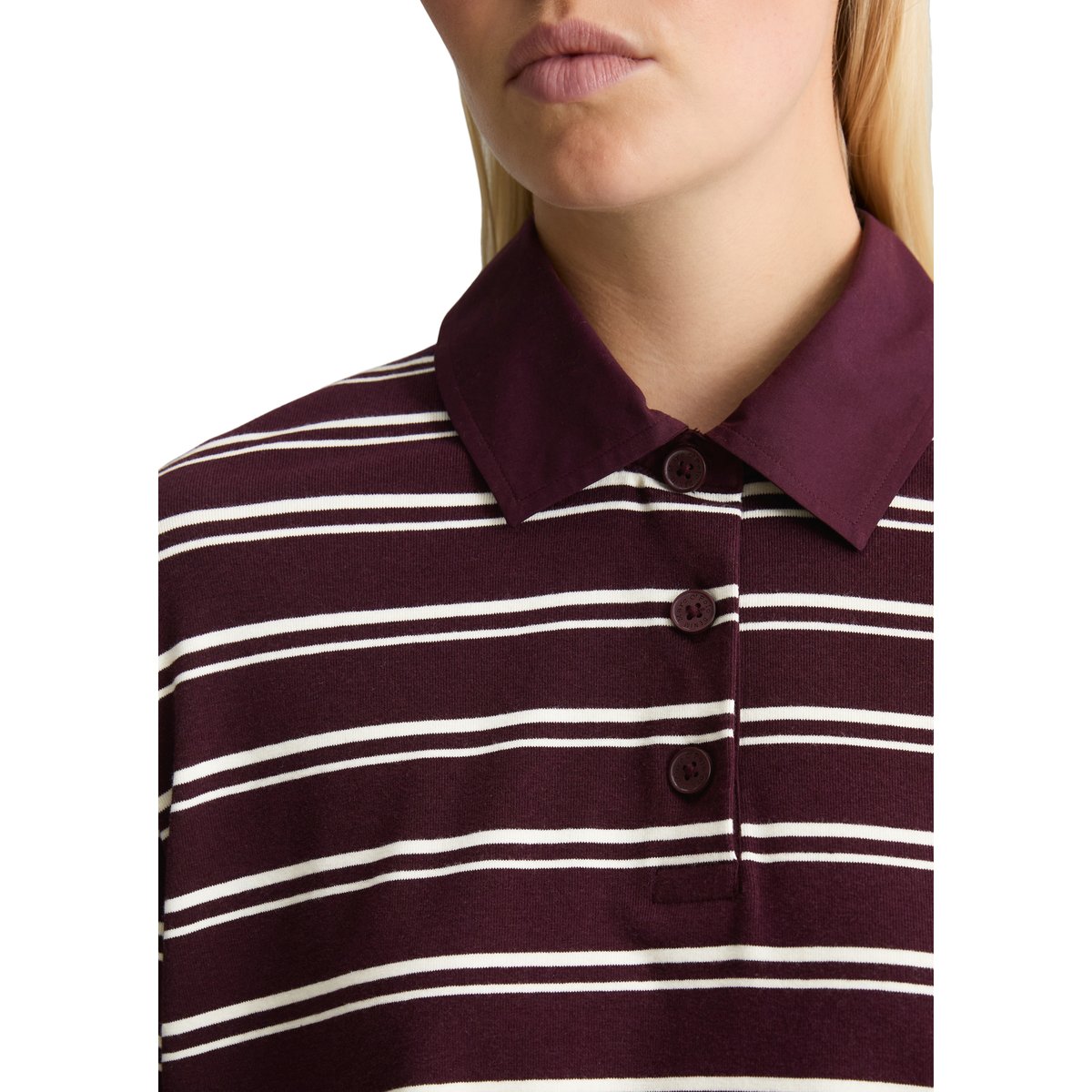 Polo à manches longues, coupe décontractée en jersey épais à rayures rouge, MARC O’POLO DENIM