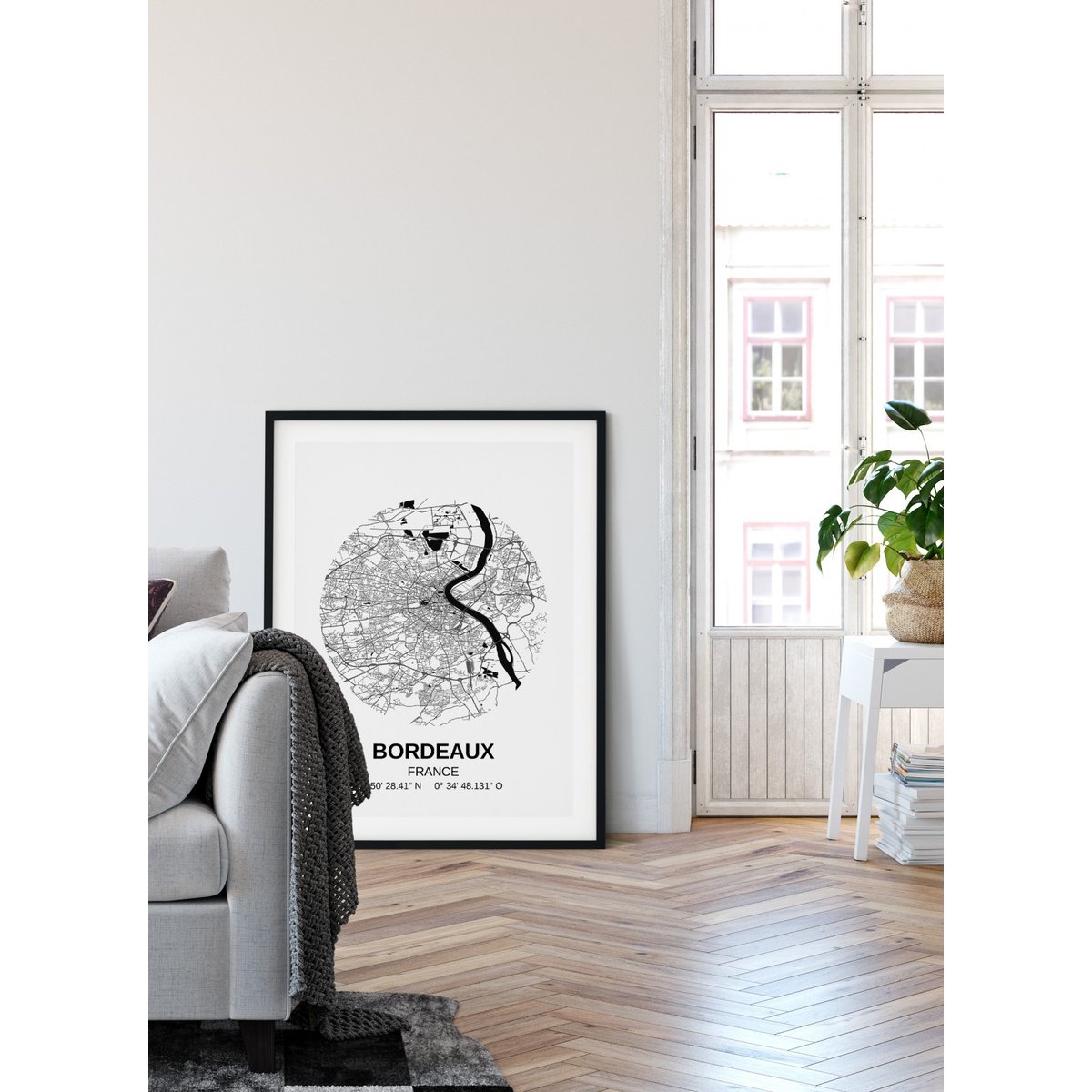 Poster Carte Bordeaux blanc, L'AFFICHERIE